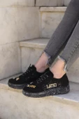 Astra Taşlı Desenli Şeffaf Taban Siyah Renkli Kadın Sneaker - 4