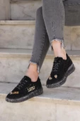 Astra Taşlı Desenli Şeffaf Taban Siyah Renkli Kadın Sneaker - 3
