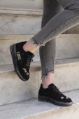 Astra Taşlı Desenli Şeffaf Taban Siyah Renkli Kadın Sneaker - 7