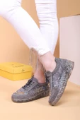 Astra Taşlı Desenli Şeffaf Taban Gri Renkli Kadın Sneaker - 8