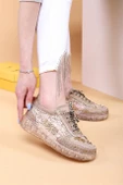 Astra Taşlı Desenli Şeffaf Taban Bej Renkli Kadın Sneaker - 9