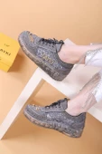 Astra Taşlı Desenli Şeffaf Taban Gri Renkli Kadın Sneaker - 2