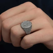 Desenli Taşsız 925 Gümüş Erkek Yüzük - 10