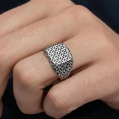 Desenli Taşsız 925 Gümüş Erkek Yüzük - 3