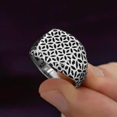 Desenli Taşsız 925 Gümüş Erkek Yüzük - 7