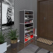 Kenzlife ayakkabılık goya gri 140*70*30 arkalıksız ayakkabı ofis dolabı iki bölme - 1