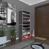 Kenzlife ayakkabılık goya gri 160*70*30 arkalıksız ayakkabı ofis dolabı iki bölme - 1