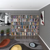 Kenzlife kitaplık süper ga 180*240*19 cvz 6 katlı 3 bölme çift bölme opsiyonlu ofis mutfak banyo dolabı arkalıksız thumbnail 2