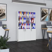 Kenzlife klasör dolabı kilitli alpdem byz 175*120*30 klasörlük kitaplık ofis arkalıksız thumbnail 1