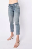 Kadın Düşük Bel Mavi Jean Pantolon - 5