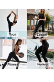 Kadın Yüksekbel Toparlayıcı Cepli Sporcu Tayt Yoga Pilates Fitnes - 5