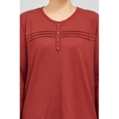 Kadın Kiremit Likralı Orta Yaş  Anne Penye Bluz thumbnail 5