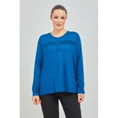 Kadın Kiremit Likralı Orta Yaş  Anne Penye Bluz thumbnail 7