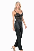 Kadın İp Askılı Bralet Saten Pantolon Pijama Takımı AltÜst Gecelik - 1