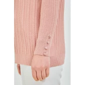 Anne Kazak Siyah Merserize Esnek Likralı Düğme Detaylı Bluz Kazak - 12