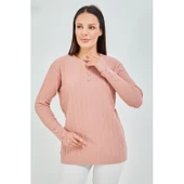 Anne  Kazak Siyah  Merserize Esnek Likralı  Düğme Detaylı Bluz Kazak - 10