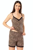 Kadın İp Askılı Şortlu Pijama Takımı Baskılı Pamuklu 7000 - 5