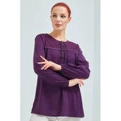 Fresh&Moda Kadın Haki Şile Bezi Anne Penye Bluz - 6