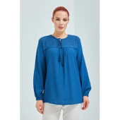 Fresh&Moda Kadın Haki Şile Bezi Anne Penye Bluz - 9