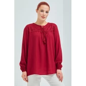 Fresh&Moda Kadın Haki Şile Bezi Anne Penye Bluz - 3