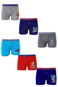 Tutku 6lı Erkek Çocuk Renkli Baskılı Boxer Külot Çocuk Baksır - 1
