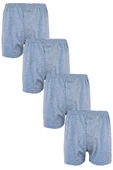 4lü Erkek Düğmeli Boxer Ekonomik %100 Pamuklu Paçalı Don - 3