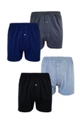 4lü Erkek Düğmeli Boxer Ekonomik %100 Pamuklu Paçalı Don - 6