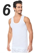 6 lı Seher Erkek Penye Askılı Atlet Klasik Beyaz Kolsuz Atlet - 1