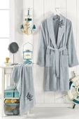 Erkek/Kadın Havlulu Banyo Bornozu Pamuklu Bay Bayan Bornoz - 11