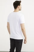 Sıfır Yaka Baskılı Kısa Kol Tişört - Beyaz thumbnail 4