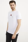 Sıfır Yaka Baskılı Kısa Kol Tişört - Beyaz thumbnail 2