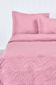 Sarmaşık Çift Kişilik Düz Renk Yatak Örtüsü Takımı - Pembe - 5