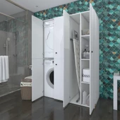 Kenzlife çamaşır-kurutma makinesi dolabı kapaklı yaromiramdf byz 180*120*60 % 100 mdf full mdf banyo arkalıksız - 1