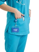 VIOLET- Kadın Koton Turkuaz Medikal Üniforma Takımı thumbnail 4