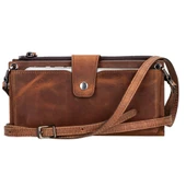 Lozan Strap 6.5 inch Uyumlu Deri Kartlıklı Kılıf G2 Kahve - 1