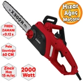Rodex RDX9055 Elektrikli Ağaç Orman Motoru Hızar Ağaç Kesme Motoru 40 Cm 2000W - 1