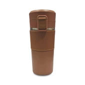 Sızdırmaz Paslanmaz Çelik Kaydırmaz Lastikli İç Kısmı Süzgeçli Araç Ofis Çay Kahve Termos Mug 400 ML - 3