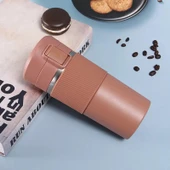 Sızdırmaz Paslanmaz Çelik Kaydırmaz Lastikli İç Kısmı Süzgeçli Araç Ofis Çay Kahve Termos Mug 400 ML - 2