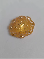 Gold Yuvarlak Taşlı Broş - 4