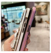 İphone 14 Glossy Yumuşak Ayıcıklı Boncuklu Stantlı Kapak - 2