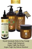 Naturix Siyah Sarımsaklı Sirke & Saç Toniği, Argan Yağlı Onarıcı Şampuan, Argan Saç Kremi ve Argan Saç Maskesi Komple Saç Bakım Seti - 1