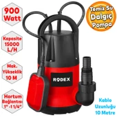 Rodex RDX8151 Dalgıç Pompa Temiz Su 900W 15000 L/H 10 Metre - 1