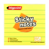 Bigpoint Yapışkanlı Not Kağıdı Çizgili 75x75mm Neon Sarı 12'li Paket - 1