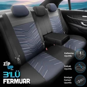 Otom Reflective Design Premium Stitch Tech Oto Koltuk Kılıfı Siyah-Mavi - 4