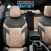 Otom Reflective Design Premium Stitch Tech Oto Koltuk Kılıfı  Siyah-Bej - 3
