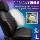 Otom Elegance Design Premium Özel Tasarım Oto Koltuk Kılıfı Siyah-Kırmızı - 6
