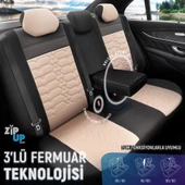 Otom Elegance Design Premium Özel Tasarım Oto Koltuk Kılıfı  Siyah-Bej - 4
