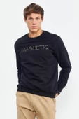 Yazı Nakışlı O Yaka Rahat Form Erkek Sweatshirt - 88020 - 12