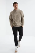 tommy life 88164 Yazı Nakışlı Kanguru Cepli Kapüşonlu Rahat Form Havlu Polar - 2
