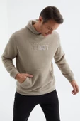 tommy life 88164 Yazı Nakışlı Kanguru Cepli Kapüşonlu Rahat Form Havlu Polar - 1